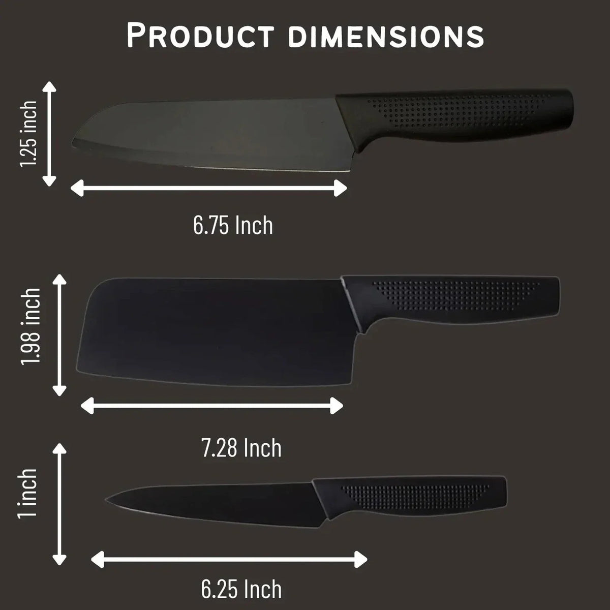 3-Piece Black Knife Set