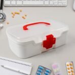 Portable First Aid Box with Transparent Lid & Detachable Tray ? 3 Compartments for Organized Storage - Image 3
