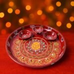 Hand-Painted Decorative Pooja Thali with  Motif and Diyas