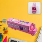 Double Decker Magic Truck Pencil Case ?Multi-Level Metal Compass Box with Movable Wheels, Fun Stationery for Kids (Mix Designs) - Image 2