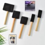 Multipurpose Sponge Brush Set (5 Pcs) with Wooden Handles ?Foam Paint Applicator - Image 2