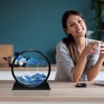 3D Moving Sand Art Picture | Liquid Motion Decor | Relaxing Sandscape for Home & Office | Round Glass Frame (1 Pc) - Image 2