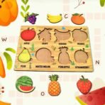 Wooden Fruits Puzzle Learning Educational Board (1 Set 28×20 Cm) - Image 2
