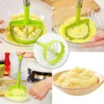 Multi-Functional One-Handed Plastic Manual Mashed Potatoes Masher Comfort Grip, Stainless Steel Spring Design (1 Pc) - Image 3