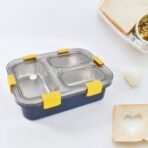 3 Compartment Transparent Stainless Steel Lunch Box for Kids - Image 3