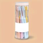 Plastic Toothbrush With Plastic Round Box (20 pcs Set) - Image 2