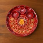 Hand-Painted Decorative Pooja Thali with  Motif and Diyas - Image 3