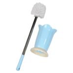 Toilet Cleaning Brush with Holder Stand Durable Plastic Brush for Western Indian Toilets Bathroom Cleaning Essential