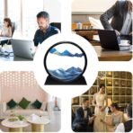 3D Moving Sand Art Picture | Liquid Motion Decor | Relaxing Sandscape for Home & Office | Round Glass Frame (1 Pc) - Image 3