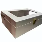 Present White Display Storage Box with Transparent Lid ? Multipurpose Organizer Box with Gold Lock for Jewelry, Watches, Gifts & Keepsakes