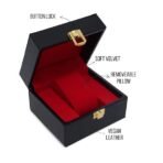 Presents Luxury Watch Box for Men ? Premium Black Leather Single Watch Case with Red Velvet Interior ? Travel-Friendly Watch Storage & Display Box with Secure Lock (Black) - Image 4