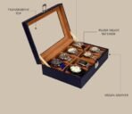 Presents Luxury Watch Box for Men & Women ? Lockable Leather Watch Organizer with Glass Lid, Soft Velvet Cushions, Premium Display & Storage Case for Watches -12 Slot Box (Blue) - Image 3