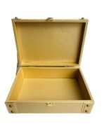 Present Luxury Golden Decorative Storage Box ? Faux Leather Wooden Trunk with Gold Metal Studs & Lock | Multipurpose Organizer for Jewelry, Keepsakes, Gifts & Home D?cor - Image 4
