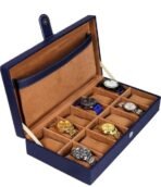 Presents Luxury Watch Box for Men & Women ? Lockable Leather Watch Organizer with Glass Lid, Soft Velvet Cushions, Premium Display & Storage Case for Watches -12 Slot Box (Blue) - Image 2