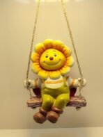 Whimsical Sunflower on a Swing Figurine - Happy Yellow Flower Garden Statue - Hanging Resin Patio, Porch & Home Decor Gift - Image 3