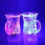 Flashing Cup LED Water Sensor Light up Cup with Handle for Home Kitchen Fun Luminous Water Cup, Party Birthday Nightclub Christmas Disco Entertainment Cup (2 Pcs Set) - Image 4