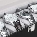 Presents Luxury Watch Box for Men & Women ? Lockable Leather Watch Organizer with Glass Lid, Soft Velvet Cushions, Premium Display & Storage Case for Watches -6 Slot Box (Black) - Image 6
