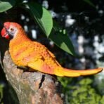 Tropical Macaw Parrot Wall Statue/Hanging Figurine - Vibrant Orange & Yellow Resin Sculpture - Exotic Bird Decor for Garden, Patio or Home - Image 3