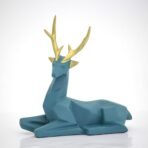 Blue Patterned Deer Statue with Fawn Family - Detailed Resin Animal Sculpture for Living Room, Entryway Table, or Home Decor - Image 3