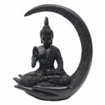 New 20 Centimetre Meditating Sitting Buddha Statue showpiece Idol Home Decor Items for Living Room and Gifts (Black)
