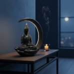 New 20 Centimetre Meditating Sitting Buddha Statue showpiece Idol Home Decor Items for Living Room and Gifts (Black) - Image 2