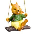 Cute Squirrel Garden Statue on Swing | Hanging Resin Animal Figurine for Patio, Tree, Yard, Balcony Decor | Outdoor & Indoor