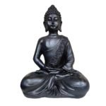 Black Meditating Buddha Statue - Serene Resin Idol in Dhyana Mudra for Home Decor, Zen Garden, Yoga Studio, & Spiritual Gifts