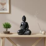 Black Meditating Buddha Statue - Serene Resin Idol in Dhyana Mudra for Home Decor, Zen Garden, Yoga Studio, & Spiritual Gifts - Image 2