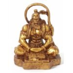 Golden Meditating Hanuman Idol - Car Dashboard Statue for Protection & Blessings - Small Resin Bajrangbali Showpiece for Car & Home