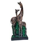 Elegant Giraffe Couple Statue - African Safari Love Figurine with Textured Design, Wildlife Resin Sculpture for Home, Mantel, or Anniversary Gift