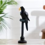 Modern Geometric Parrot Statue - Abstract Origami Style Black & Gold Figurine - Contemporary Resin Bird Sculpture for Home Decor or Office - Image 4