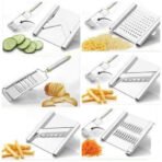 Kitchen Stainless Steel 6 in 1 Multipurpose Vegetable Fruit Slicers / Graters / Scraper / Crusher Multicolor - Image 3