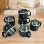 Stainless Steel Desk Mug Set 6 Pcs Durable, Rust-Resistant Mugs for Office Home Use
