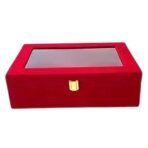 Luxury Storage Box with Glass Lid, Decorative Organiser Box for Jewellery and Accessories, Available in Red, Black, White (Red) - Image 3