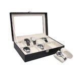Presents Luxury Watch Box for Men & Women ?Lockable Leather Watch Organizer with Glass Lid, Soft Velvet Cushions, Premium Display & Storage Case for Watches -12 Slot Box (Black) - Image 8