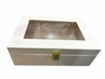 Luxury Storage Box with Glass Lid, Decorative Organiser Box for Jewellery and Accessories, Available in Red, Black, White (White)