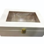 Luxury Storage Box with Glass Lid, Decorative Organiser Box for Jewellery and Accessories, Available in Red, Black, White (White)