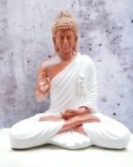 Resin Meditating Buddha Showpiece | Home Decor | Idol Statue Figurine Murti | Tibetan Buddhist Statue - 8" Inches Height (White) - Image 3