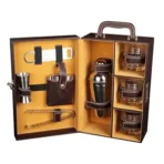 Presents Premium Portable Bar Set with Travel Case ? 11-Piece Cocktail Shaker Set with Glasses, Tools & Lock ? Travel Mini Bar Kit for Home,Parties & Gifting ? Brown Leather Finish