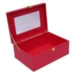 Luxury Storage Box with Glass Lid, Decorative Organiser Box for Jewellery and Accessories, Available in Red, Black, White (Red) - Image 5