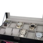 Presents Luxury Watch Box for Men & Women ?Lockable Leather Watch Organizer with Glass Lid, Soft Velvet Cushions, Premium Display & Storage Case for Watches -12 Slot Box (Black) - Image 7