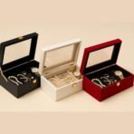 Luxury Storage Box with Glass Lid, Decorative Organiser Box for Jewellery and Accessories, Available in Red, Black, White (Red) - Image 6