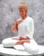 Resin Meditating Buddha Showpiece | Home Decor | Idol Statue Figurine Murti | Tibetan Buddhist Statue - 8" Inches Height (White) - Image 4