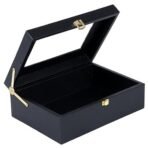 Luxury Storage Box with Glass Lid, Decorative Organiser Box for Jewellery and Accessories, Available in Red, Black, White (Black) - Image 3