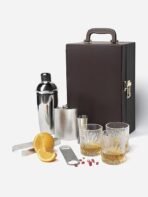 Presents Premium Portable Bar Set with Travel Case ? 11-Piece Cocktail Shaker Set with Glasses, Tools & Lock ? Travel Mini Bar Kit for Home,Parties & Gifting ? Brown Leather Finish - Image 2