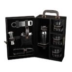 Presents Premium Portable Bar Set with Travel Case ? 11-Piece Cocktail Shaker Set with Glasses, Tools & Lock ? Travel Mini Bar Kit for Home,Parties & Gifting ? Black Leather Finish
