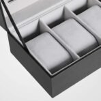 Presents Luxury Watch Box for Men & Women ?Lockable Leather Watch Organizer with Glass Lid, Soft Velvet Cushions, Premium Display & Storage Case for Watches -6 Slot Box (Black) - Image 7